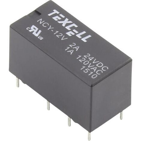 Texcell NCY-12V Relais pour circuits imprimés 12 V/DC 2 A 2 inverseurs (RT) 1 pc(s) W738771