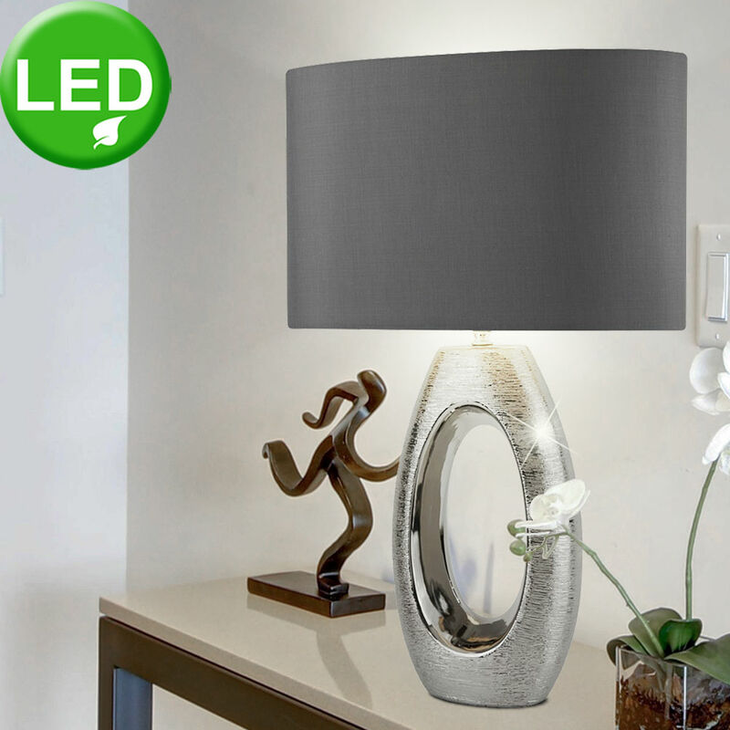 Etc-shop - Lampe de chevet en textile éclairage de la chambre à coucher / salon Lampe chromée dans un ensemble comprenant des ampoules LED