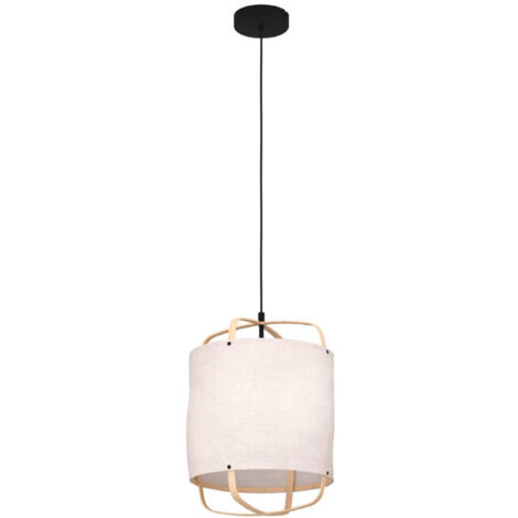 Textile de lampe de lampe suspendue, Nature de lin E27 1x40w H: 110cm Ø33 cm Dimmable