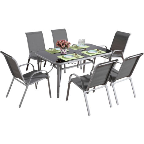 Textilene Gartenmöbel  Cordoba + Porto 6 Personen hellgrau