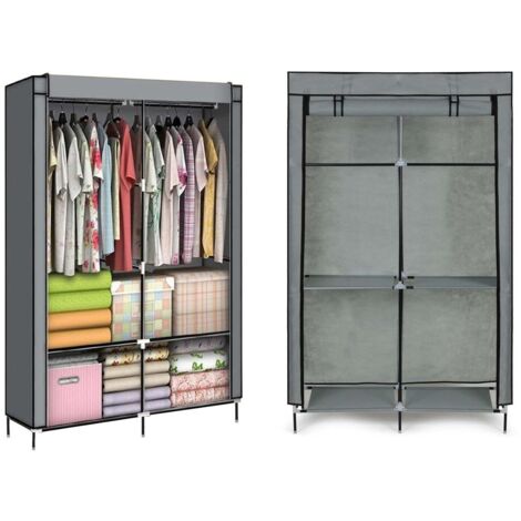 Textilgarderobe - eine groe stoffgarderobe mit regalen fur kleidung und schuhe