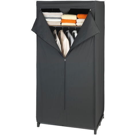 Textilkleiderschrank DEEP BLACK, Kleiderschrank, 160x75x50cm, WENKO - WENKO