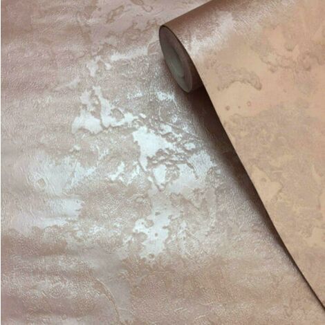 Texture Plain Plastered Industrial Rose Gold Metallic Shimmer Muriva Wallpaper