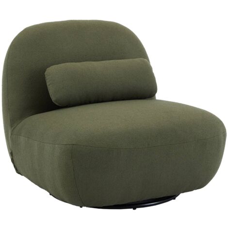 Textured terry swivel armchair, Spino, Khaki, 85x85x75 cm