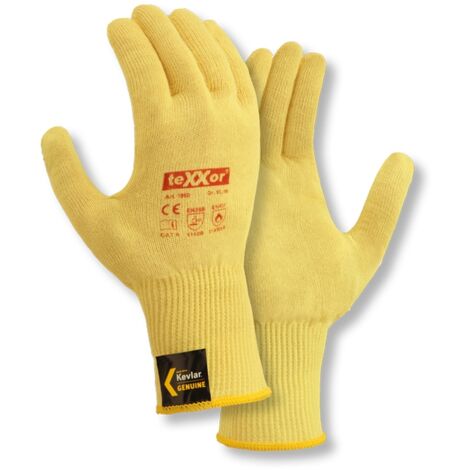 teXXor® Feinstrick-Handschuh ARAMID goldgelb EN 388-X142B, 196010 Gr.10
