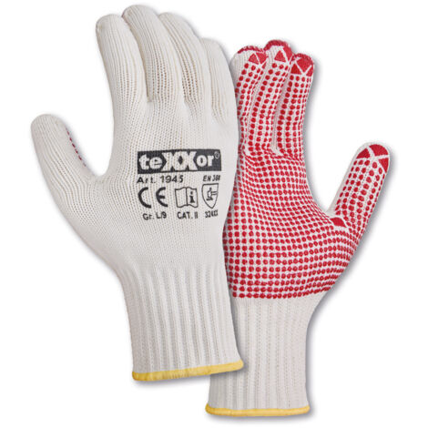 teXXor® Grobstrick-Handschuhe BAUMWOLLE/NYLON, Beige/rote Noppen