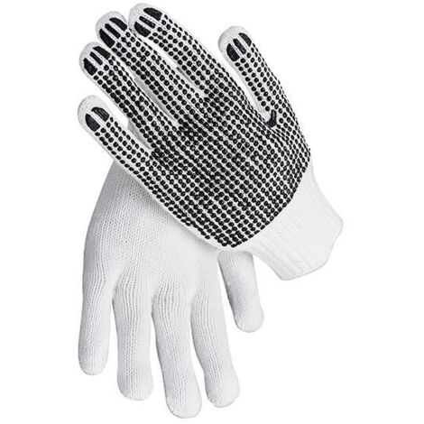 teXXor® Grobstrick-Handschuhe BAUMWOLLE/POLYESTER weiß/schwarze Noppen Gr. 9