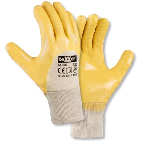teXXor® Nitril-Handschuhe STRICKBUND, Gelb/Beige