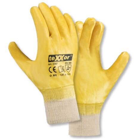 teXXor® Nitril-Handschuhe STRICKBUND, Gelb/Beige
