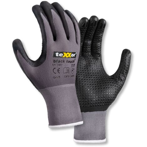 teXXor® Nylon-Strickhandschuhe black touch®, Grau/Schwarz