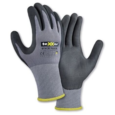 teXXor® Nylon-Strickhandschuhe BLACK TOUCH® grau/schwarz Gr. 9