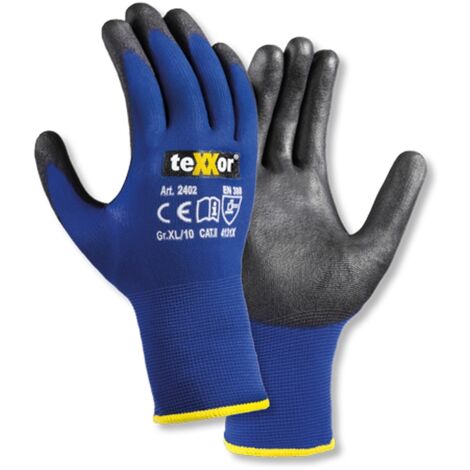 teXXor® Nylon-Strickhandschuhe TOUCH, Blau/Schwarz