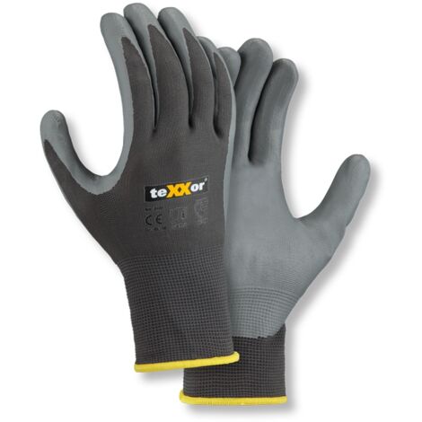 teXXor® Polyester-Handschuhe NITRIL BESCHICHTET, Grau/Grau