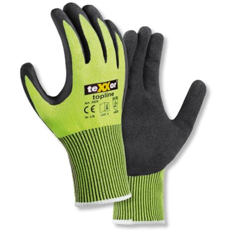 teXXor® Schnittschutz-Strickhandschuhe BESANDETE NITRILBESCHICHTUNG, Gelb/Schwarz