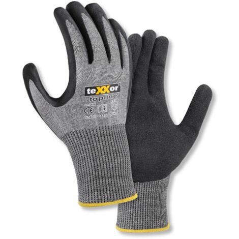 teXXor® Schnittschutz-Strickhandschuhe BESANDETE NITRILBESCHICHTUNG, Grau/Schwarz