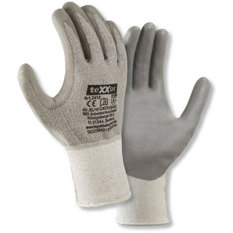 teXXor® Schnittschutz-Strickhandschuhe PU-BESCHICHTUNG, Grau/Grau