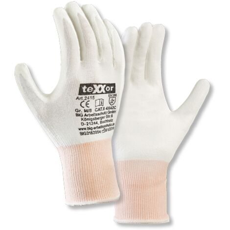 teXXor® Schnittschutz-Strickhandschuhe PU-BESCHICHTUNG, Weiß/Weiß