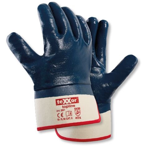 teXXor® topline Nitril-Handschuhe STULPE beige/blau vollbes. Kat.2 233111 Gr.11