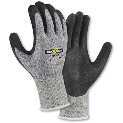 teXXor® topline Schnittschutz-Handschuhe NITRIL E, Grau-meliert/Schwarz