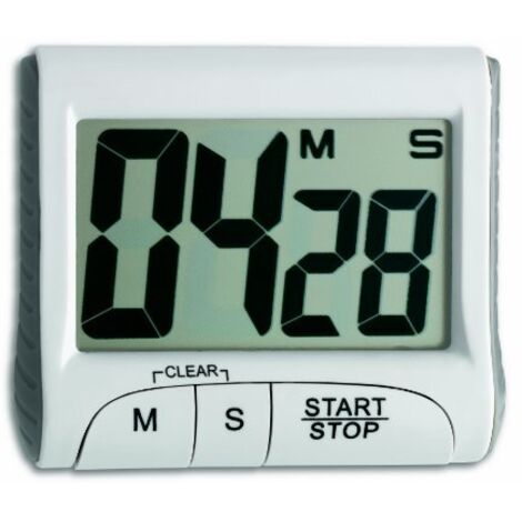 TFA 38.2021.02 38.2021-Timer elettronico, con cronometro, Metallo, Bianco