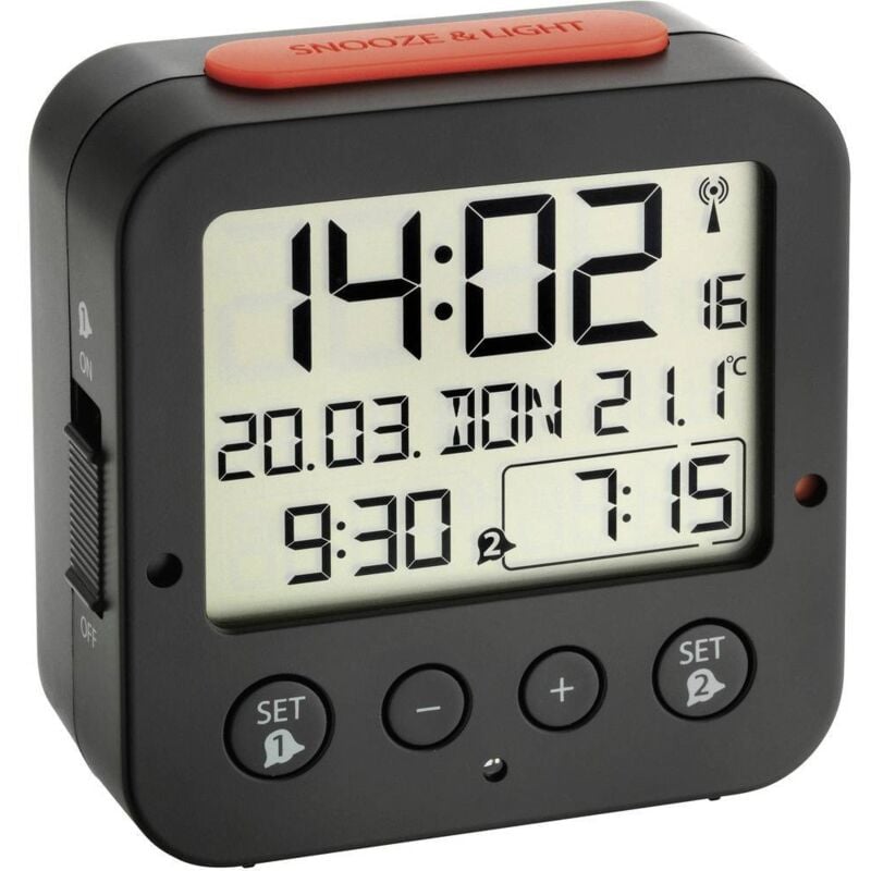 Tfa Dostmann - Réveil 60.2528.01 radiopiloté(e) noir Heures de réveil 2