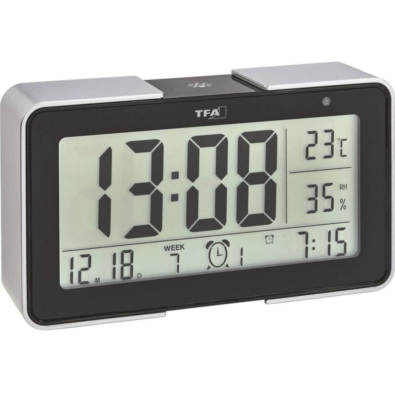 Tfa Dostmann - 60.2540.01 radiopiloté(e) Réveil noir, argent Heures de réveil 3