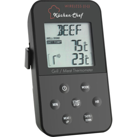 TFA Dostmann 14.1504 Grill-Thermometer  Kabelsensor, Alarm, mit Timer, Überwachung der Kerntemperatu