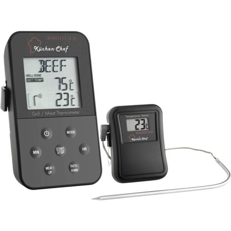 TFA Dostmann 14.1504 Termometro per Grill Cavo sensore, Allarme, con temporizzatore, Controllo della temperatura Cottur