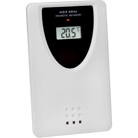 TFA Dostmann 30.3210.10, trasmettitore di Ricambio per stazioni Radio TFA 30.3047  30.3048  60.4510  60.4518, con Display, Grigio