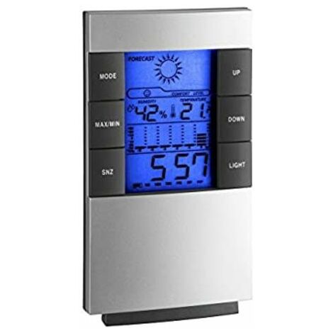 Stazione Meteo Technoline WS 9767 - Temperatura Interna/Esterna, Oradio Radio, Sveglia - Display Chiaro, Design Nero - Foto 4