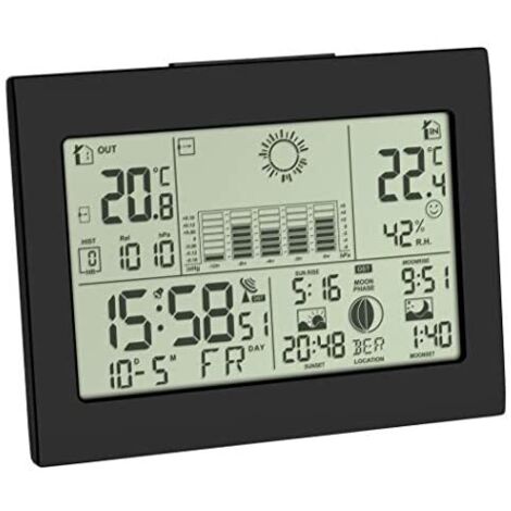 TFA Dostmann 35.1155.01 Estación meteorológica Digital con Sensor Remoto, 16,8 x 13,6 x 6,4 cm, Negro