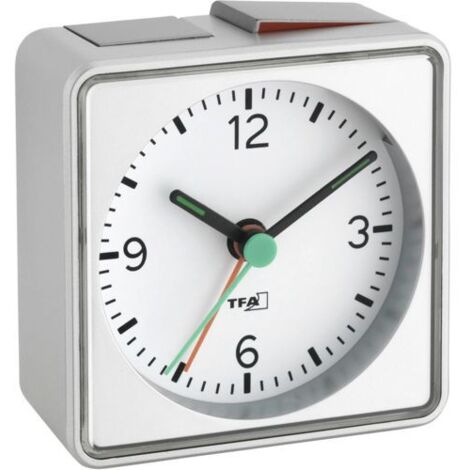 TFA Dostmann 60.1013.54 Quarz Wecker Silber Alarmzeiten 1 Fluoreszierend Zeiger