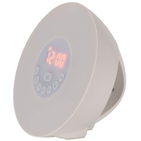 TFA Dostmann 60.2019.02 - Sveglia luminosa con alba, radio FM, 6 suoni, funzione snooze, bianco, plastica, 170 mm