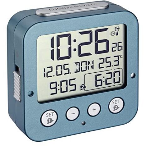 TFA Dostmann 60.2528 BINGO Radio Sveglie Elettroniche con 2 allarmi (turchese)