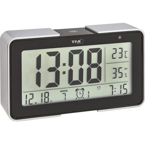TFA Dostmann 60.2540.01 Funk Wecker Schwarz, Silber Alarmzeiten 3