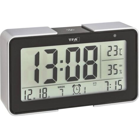 TFA Dostmann 60.2540.01 radiopiloté(e) Réveil noir, argent Heures de réveil 3 R995141