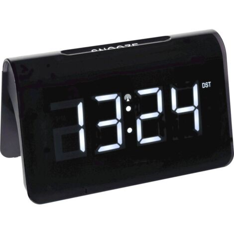 TFA Dostmann 60.2543.02 radiopiloté(e) Réveil noir Heures de réveil 1 grand écran C385001