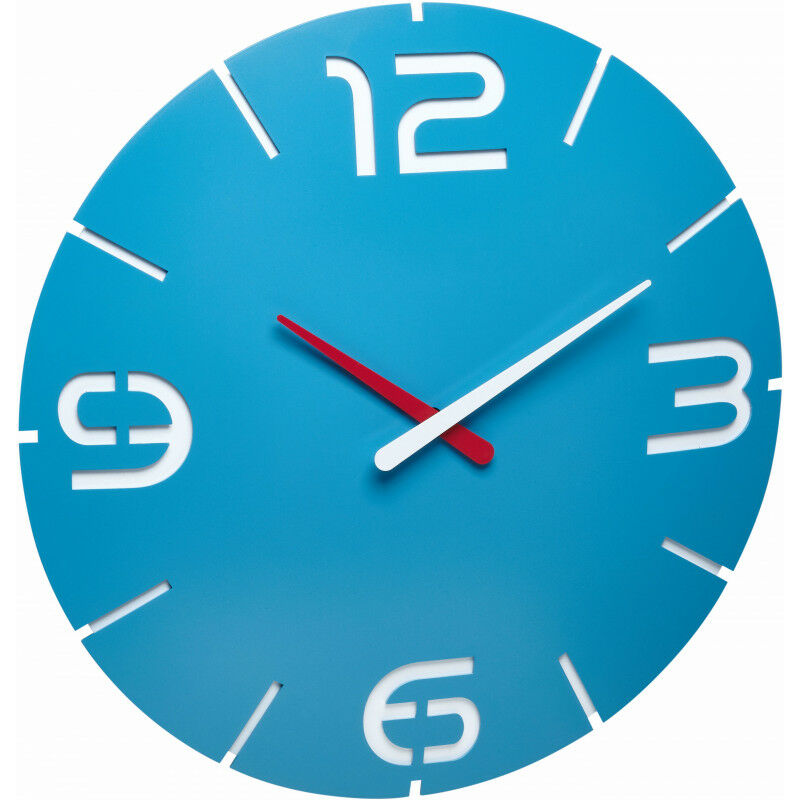 Tfa-dostmann 60.3536.14 contour horloge murale radio-pilotée en plastique bleu ciel/blanc ø 350 x (h) 35 mm