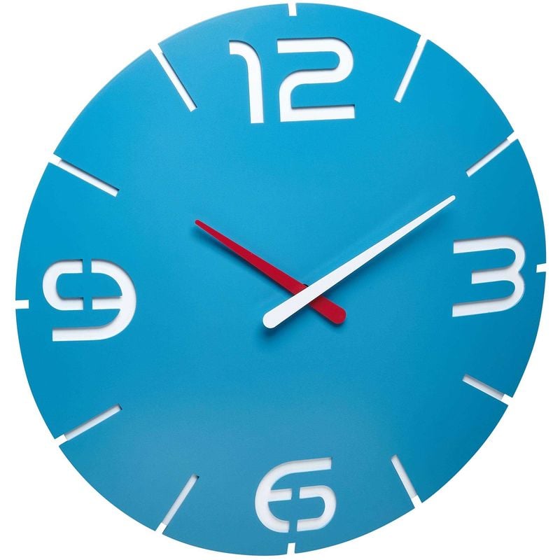 Tfa Dostmann - tfa-dostmann 60.3536.14 contour horloge murale radio-pilotée en plastique bleu ciel/blanc ø 350 x (h) 35 mm