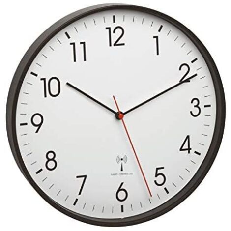 TFA Dostmann 60.3537.01 Analoge Wanduhr mit Metallrahmen, 305 x 47 mm, Kunststoff, schwarz, mit Metallrahmen, Kunststoff, schwarz