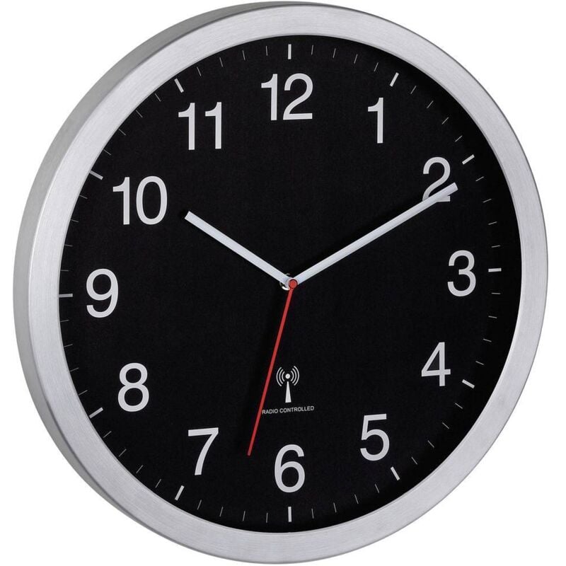 Horloge murale TFA Dostmann 60.3545.01 radiopiloté(e) 400 mm x 50 mm x 400 mm argent grand écran