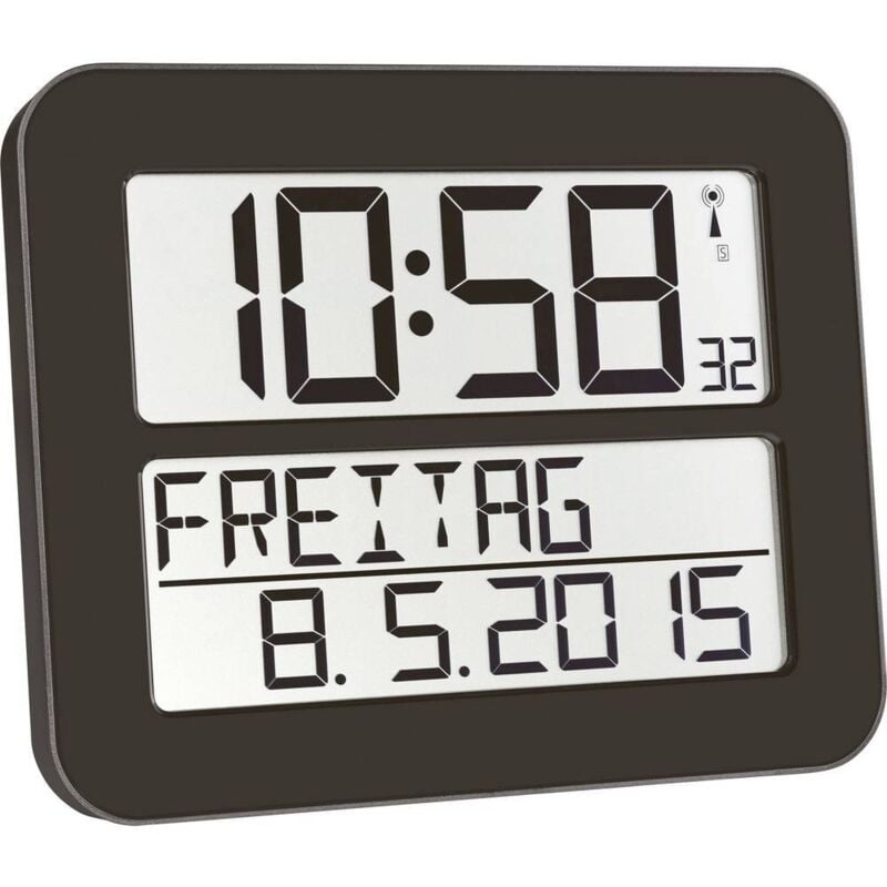 Tfa Dostmann - Horloge murale 60.4512.01 radiopiloté(e) 258 mm x 212 mm x 30 mm noir