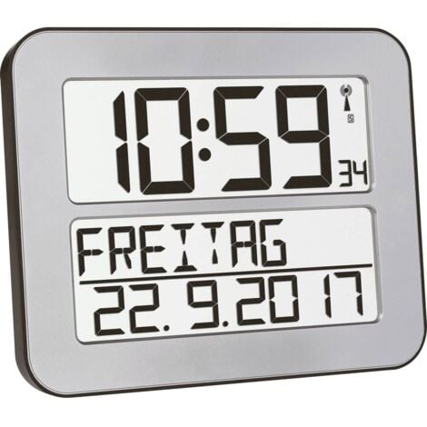 TFA Dostmann 60.4512.54 Radiocontrollato Orologio da parete 258 mm x 212 mm x 30 mm Argento, Nero Display grande