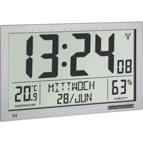 TFA Dostmann 60.4517.54 Radiocontrollato Orologio da parete 36.8 cm x 23 cm x 2.9 cm Argento Display grande
