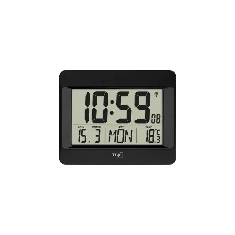Tfa Dostmann - 60.4519.01 radiopiloté(e) horloge murale 215 mm x 26 mm x 160 mm noir grand écran