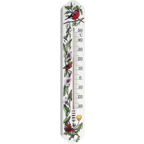 TFA Dostmann Analoges Innen-Außen-Thermometer Thermometer Weiß, Blumen 12.3040.20