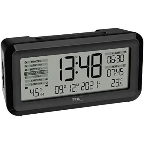 TFA-Dostmann Boxx2 Reloj despertador digital Negro