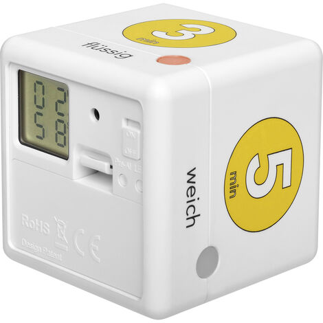 TFA Dostmann Cube Timer Ei Eieruhr Weiß, Gelb digital