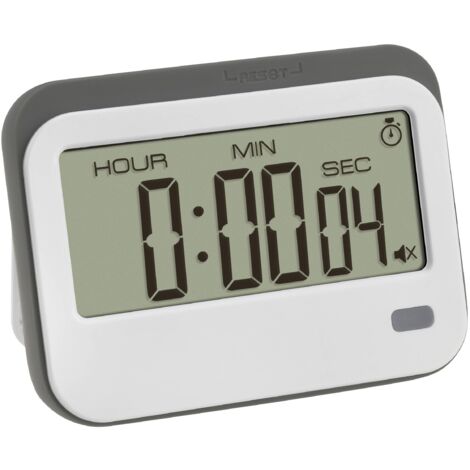 TFA Dostmann Digitaler Timer mit Stoppuhr und Wecker Minuteur blanc, gris numérique V518463