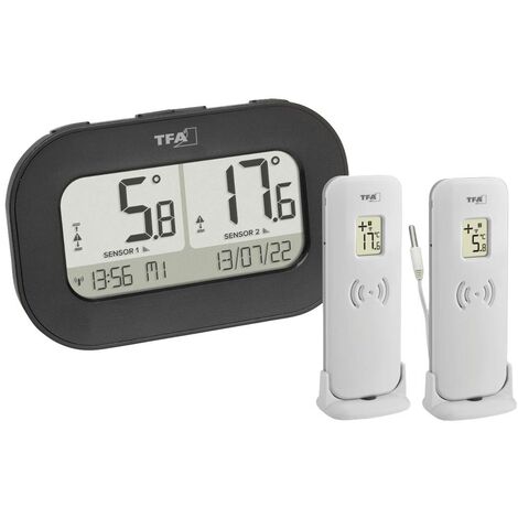TFA Dostmann DOUBLE-CHECK Thermomètre numérique radiopiloté noir 30.3073.01 C204992